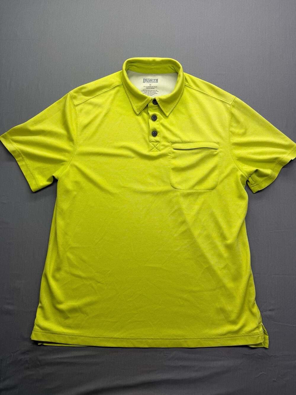 Duluth Trading Polo Shirt Size M Lime Green Pocket Performance